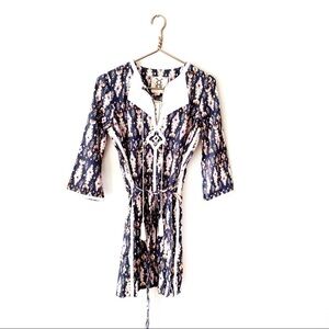 Figue Ikat Tassel Tunic Mini Dress Boho New